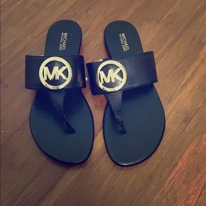 Michael Kors black leather racquel thong sandals